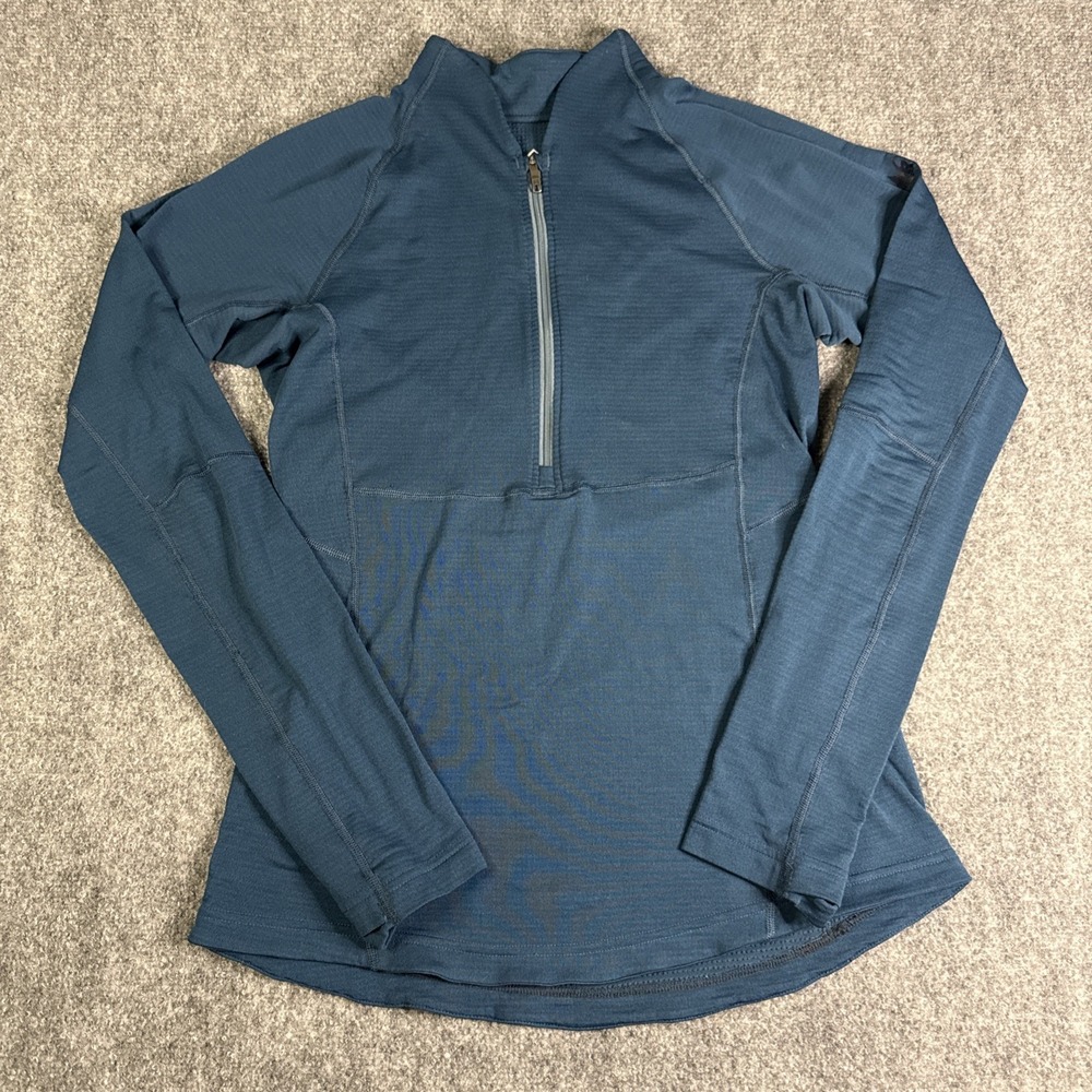 Womens REI Screenline Half Zip Pullover M Long Sleeve Shirt Teal Blue Athletic